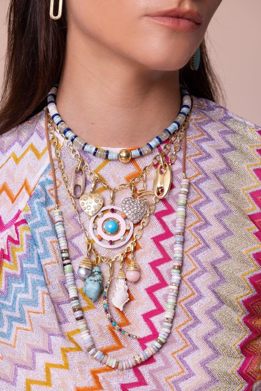 Turquoise Diamond Crescent Charm - Image 3