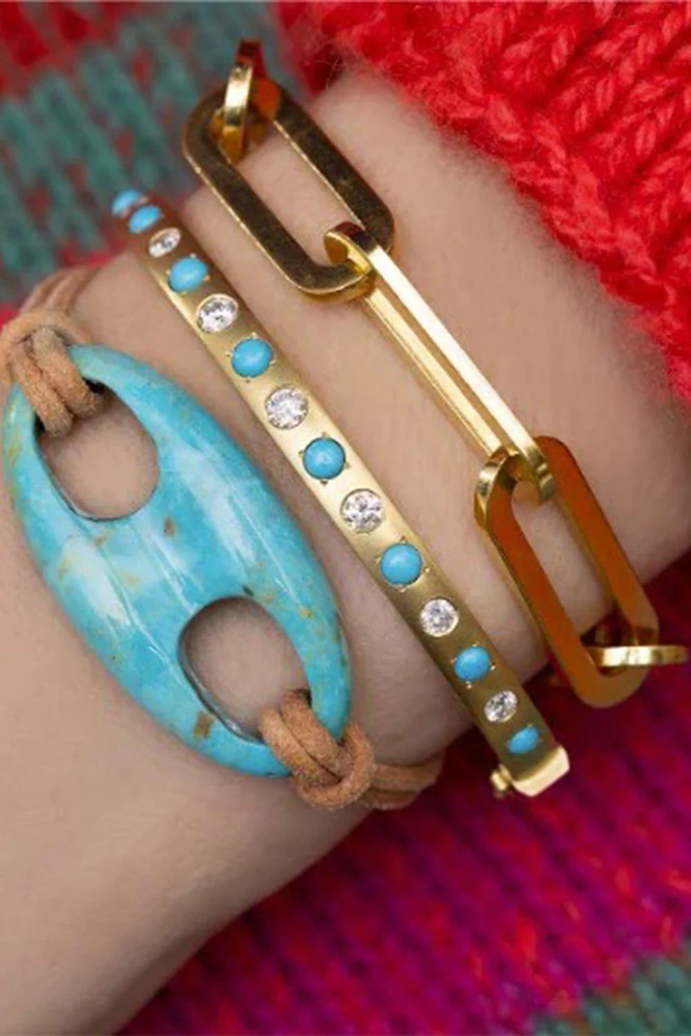 Turquoise Diamond Gypsy Bangle - Image 3