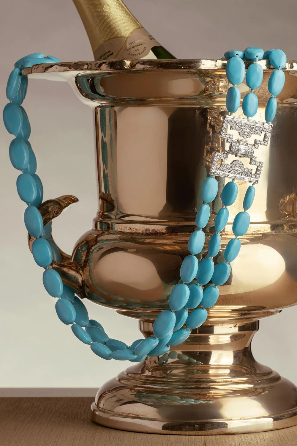 Turquoise Diamond Three Layer Beaded Necklace