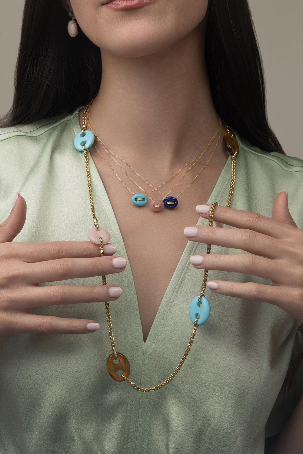 Turquoise Quartz 60's Chain Necklace - Image 2