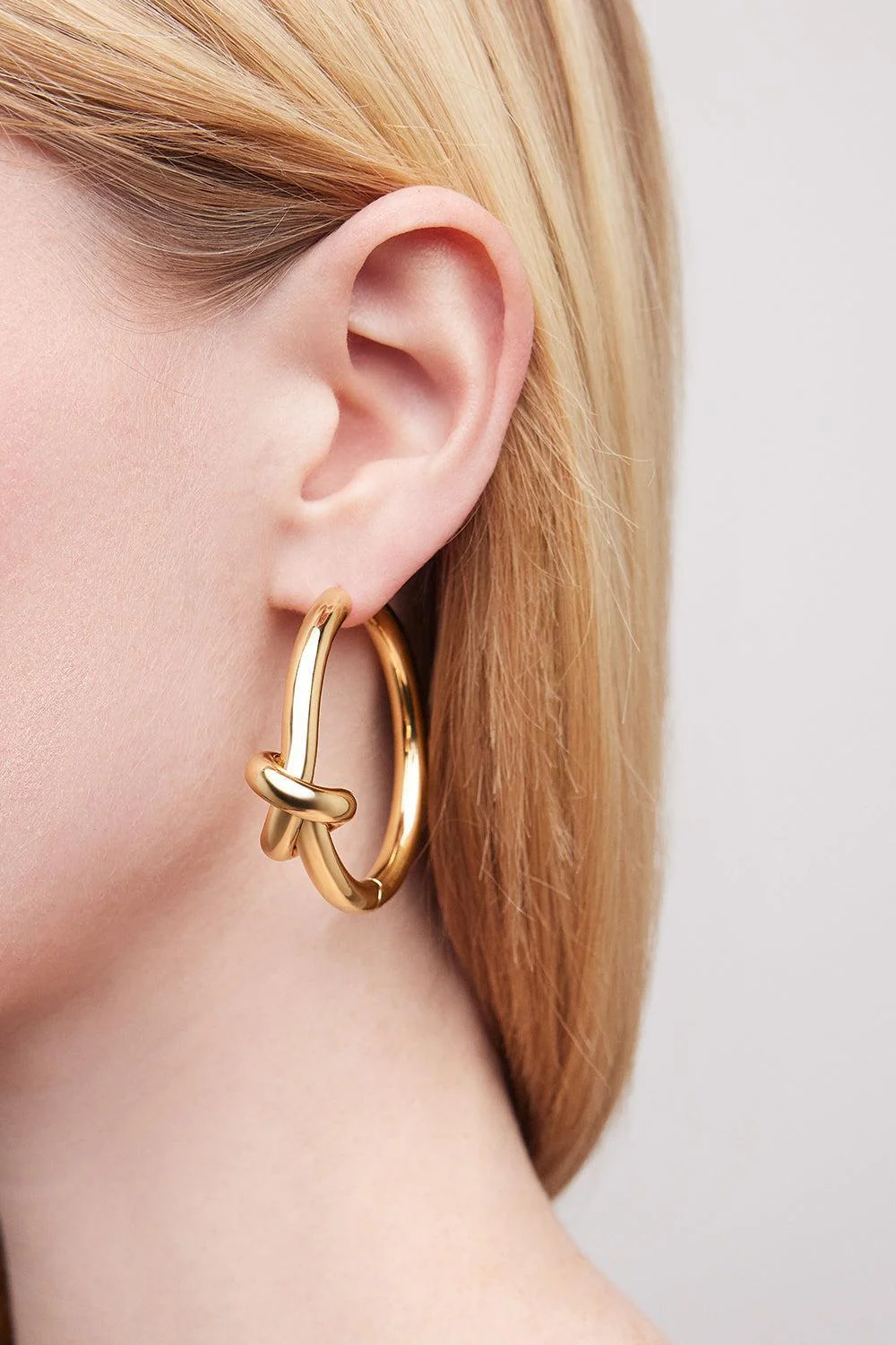 Baby Knot Hoop Earrings - 1.5in - Image 2