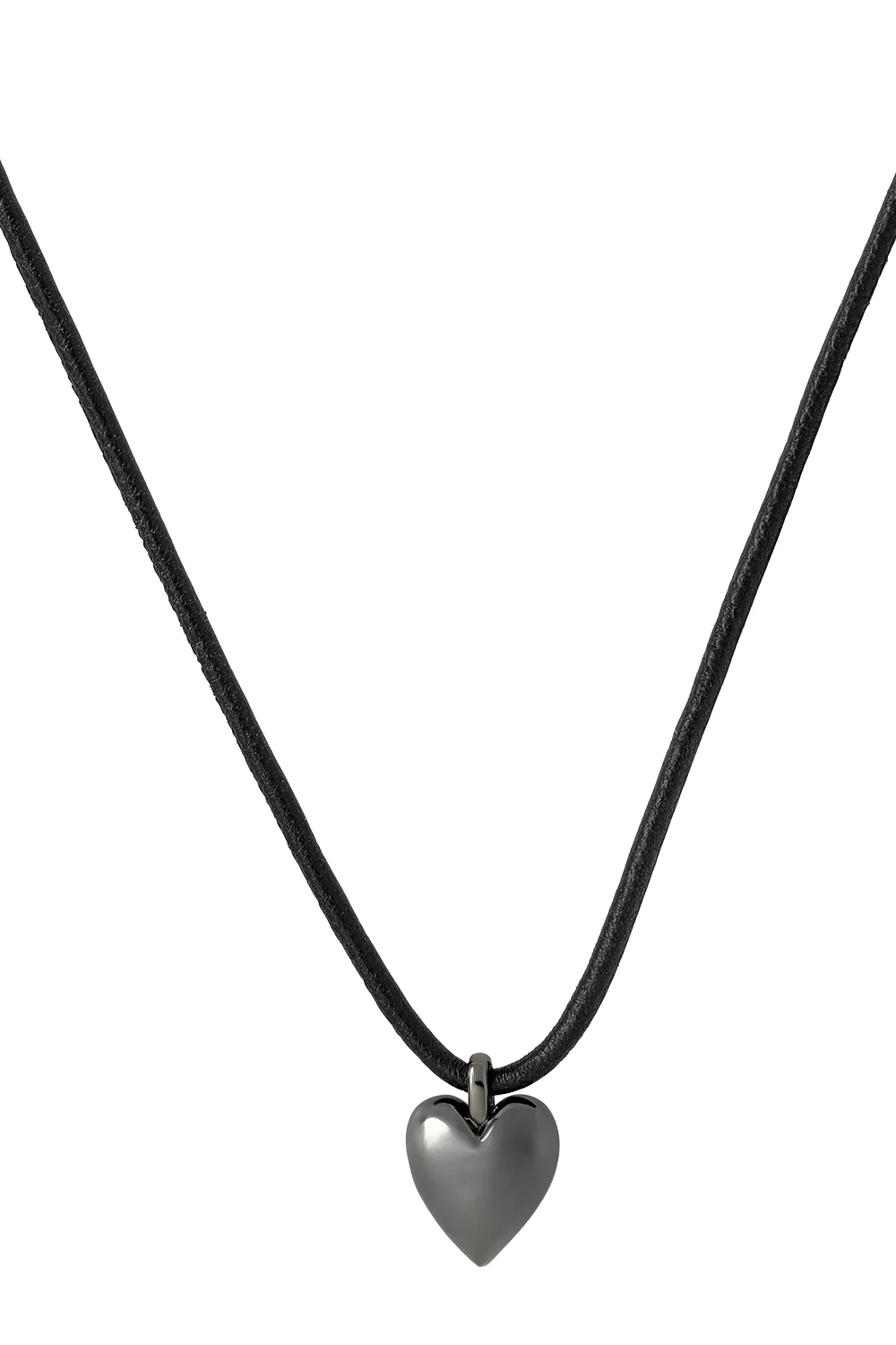 Hematite Puffy Heart Choker Necklace