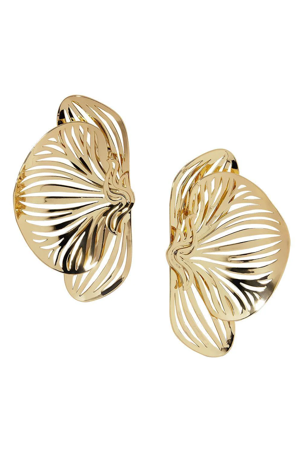 Large Orchid Earrings - Yellow Gold
