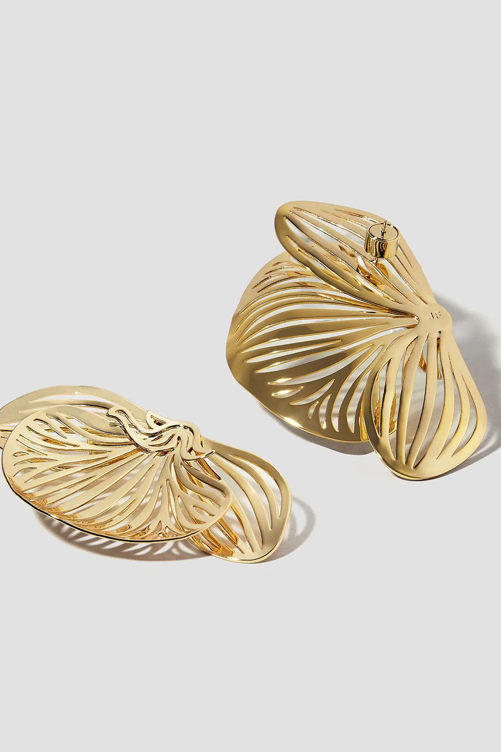 Large Orchid Earrings - Yellow Gold - Image 5