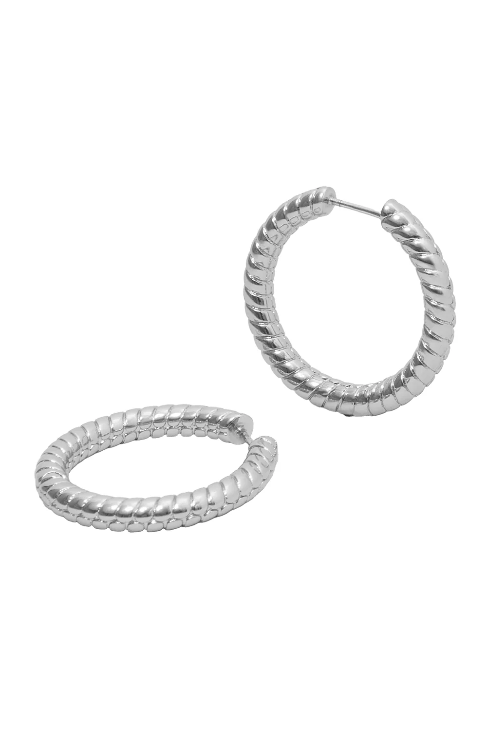 Madison Avenue Huggie Earrings - Rhodium - Image 2