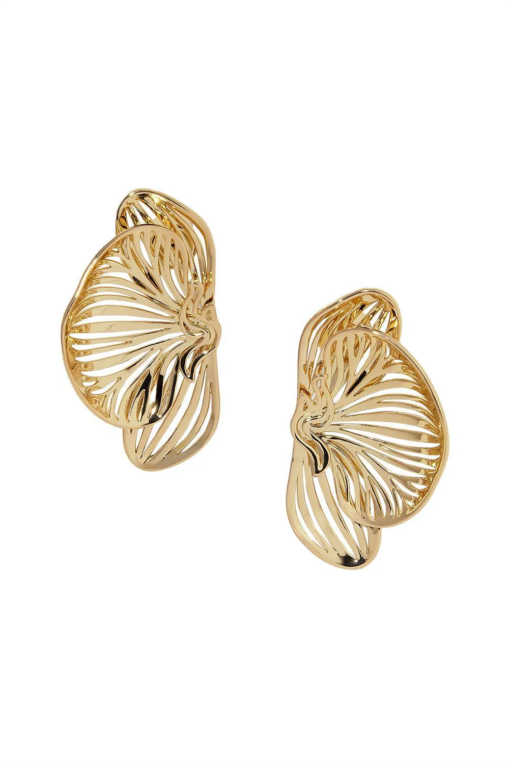 Small Orchid Earrings - Yellow Gold
