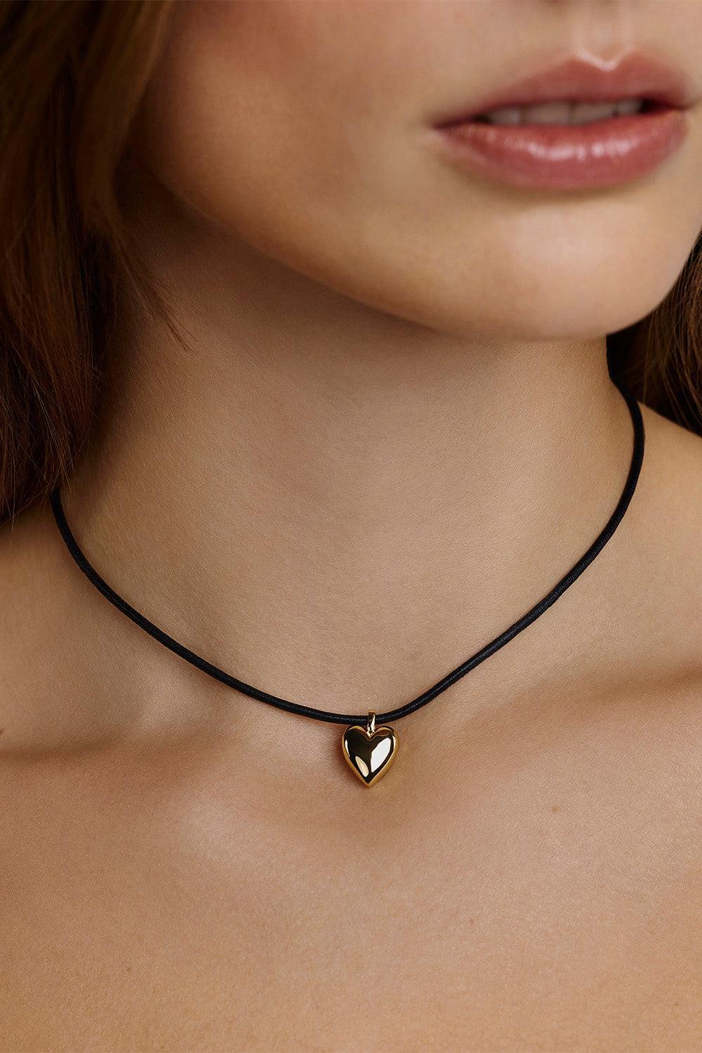 Small Puffy Heart Choker Necklace - Image 2