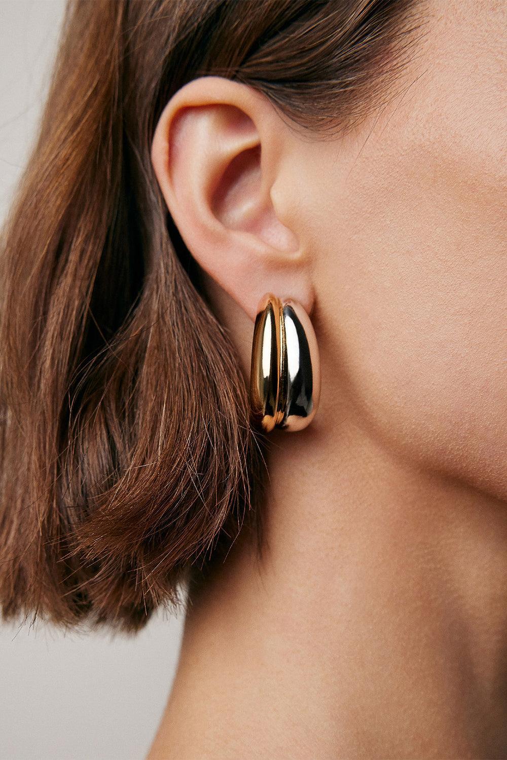 Two-Tone Chavez Huggie Earrings - Image 2