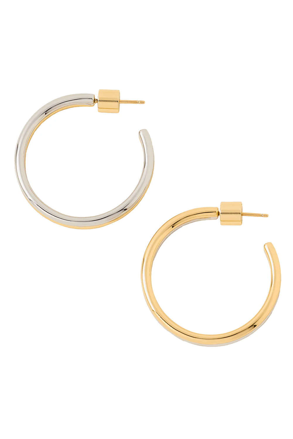 Two-Tone Thread Baby Hoop Earrings - 1.5in