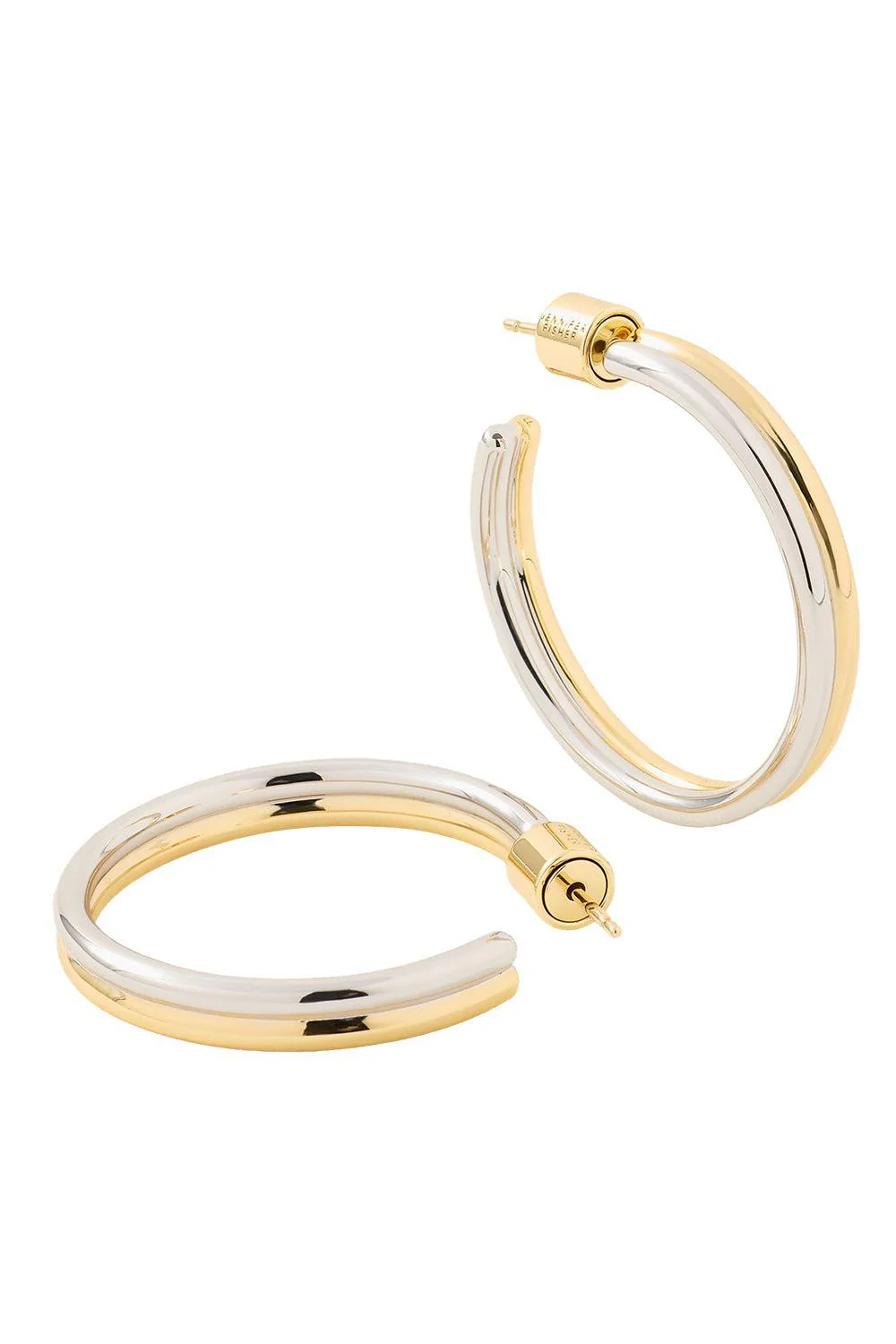 Two-Tone Thread Baby Hoop Earrings - 1.5in - Image 3
