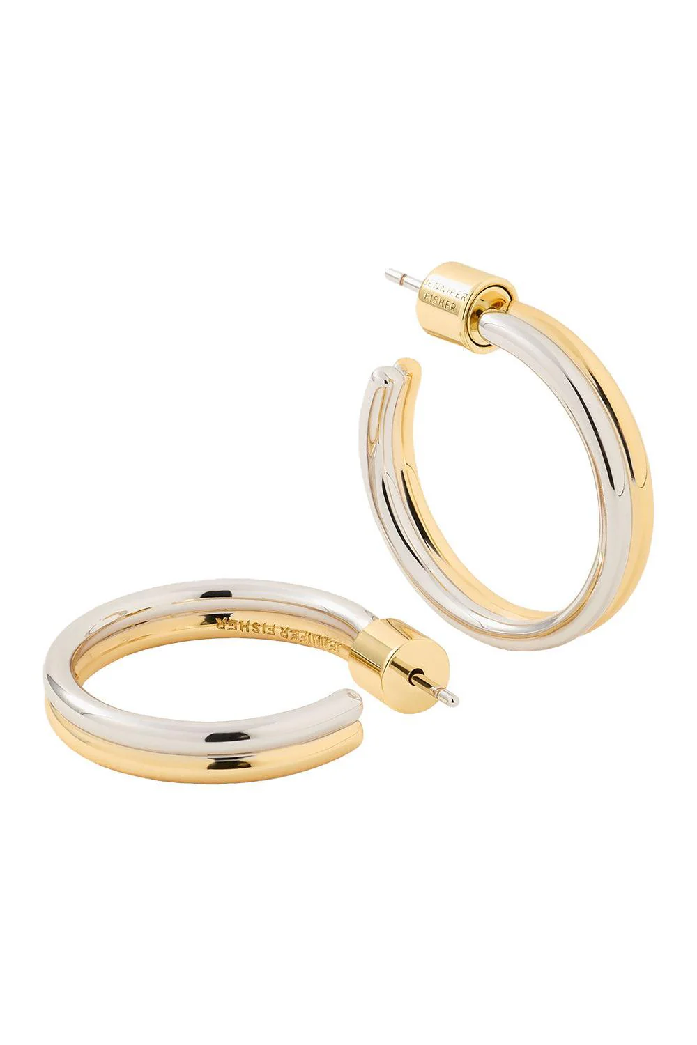 Two-Tone Thread Micro Hoop Earrings - Image 2