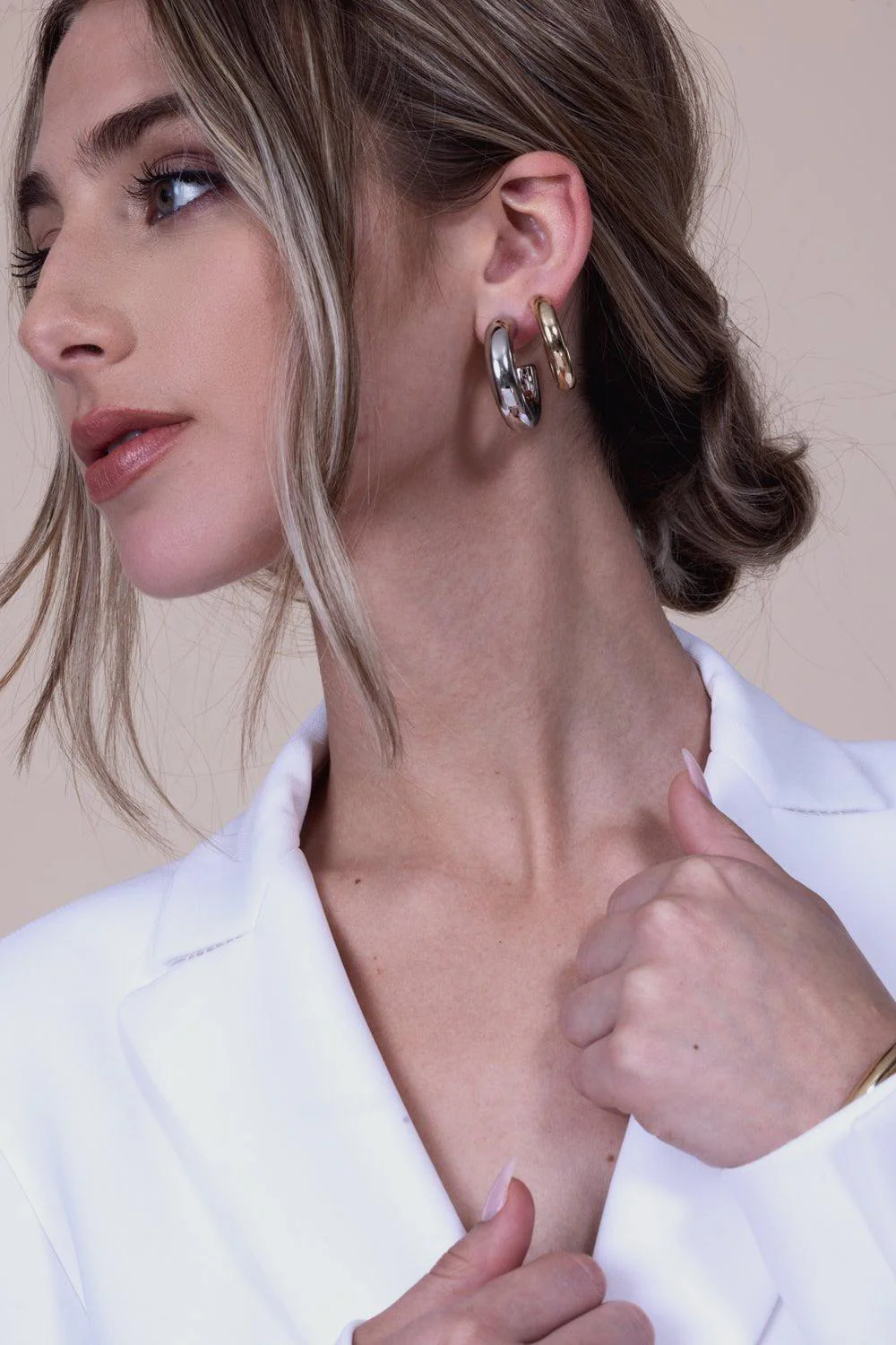 Walk Huggie Earrings - 1in - Image 3