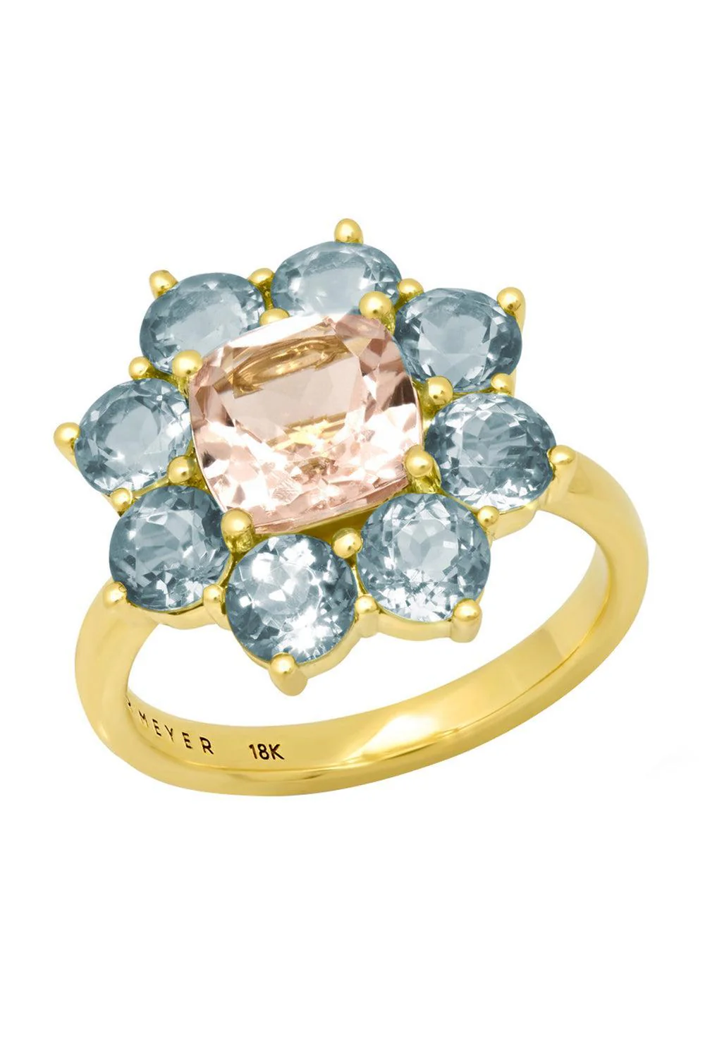 Aquamarine Morganite XL Flower Ring