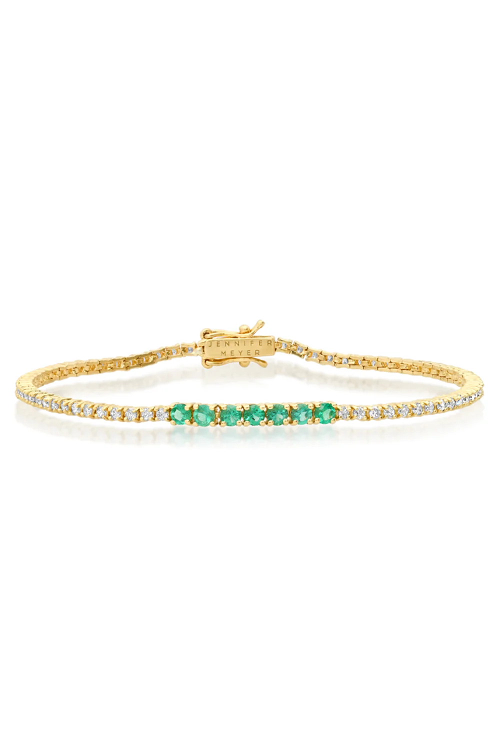 Diamond Emerald Small 4 Prong Accent Tennis Bracelet