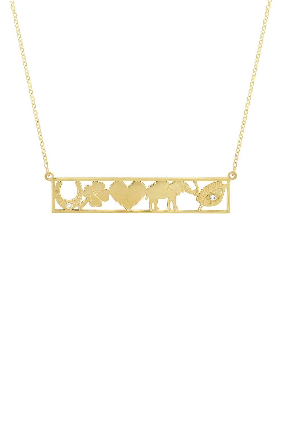 Diamond Good Luck Bar Necklace