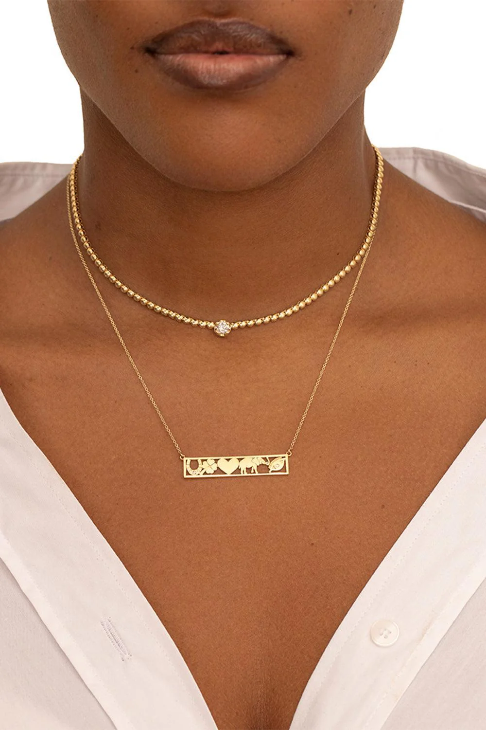 Diamond Good Luck Bar Necklace - Image 2