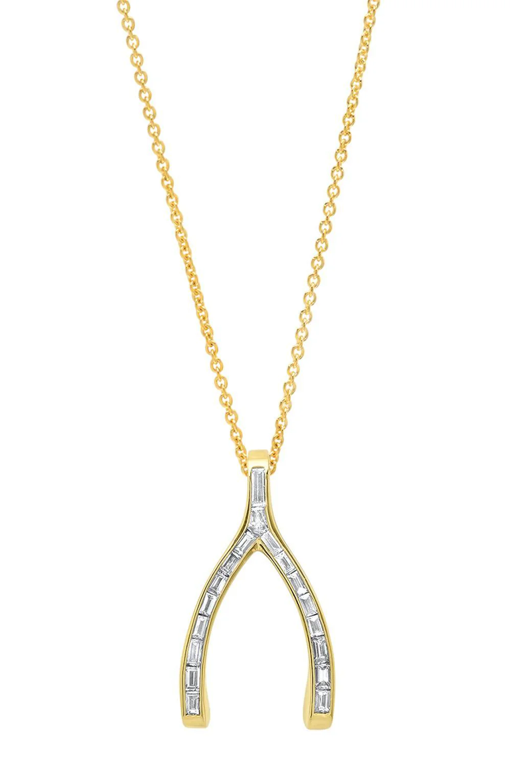 Diamond Large Baguette Wishbone Necklace
