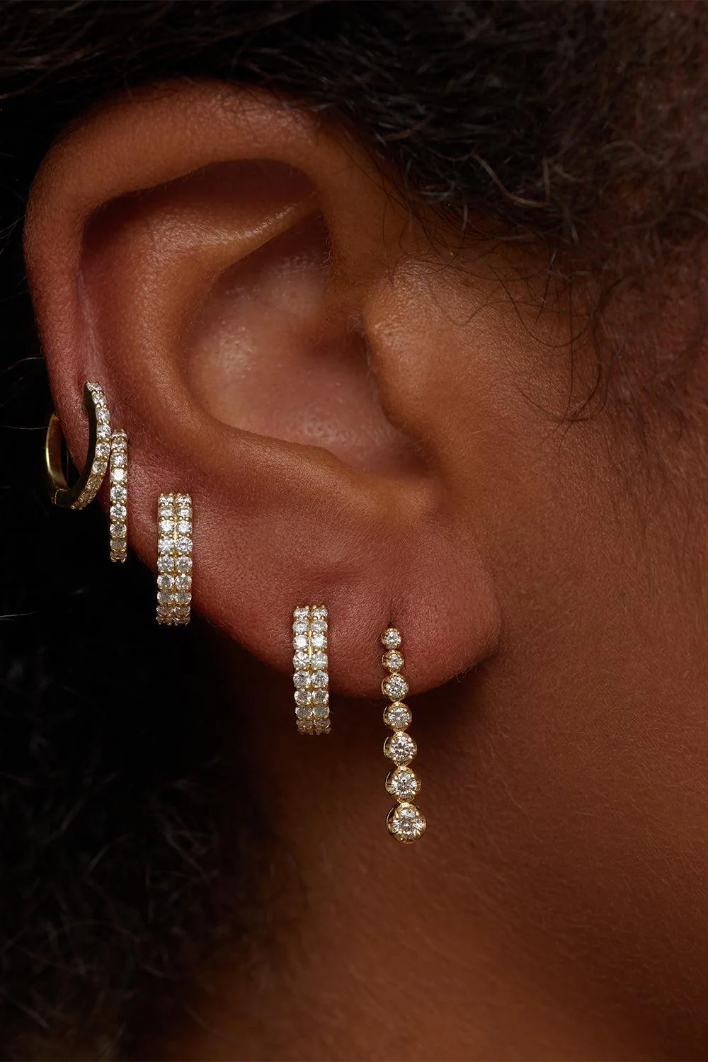 Diamond Mini Graduated Tennis Stud Earrings - Image 2