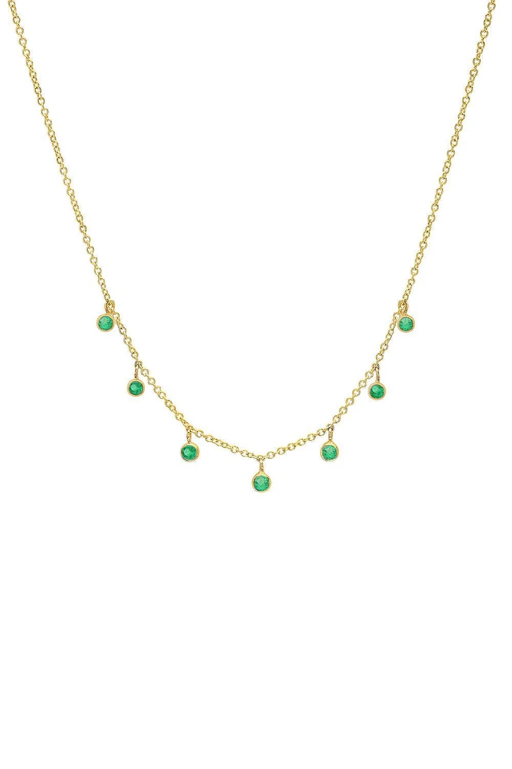 Emerald 7 Mini Bezel Dangle Necklace
