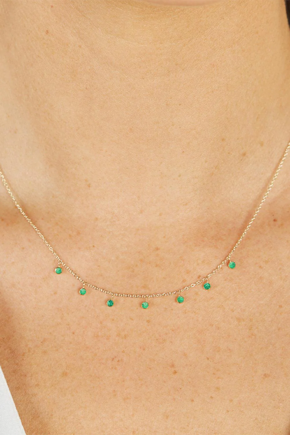 Emerald 7 Mini Bezel Dangle Necklace - Image 2