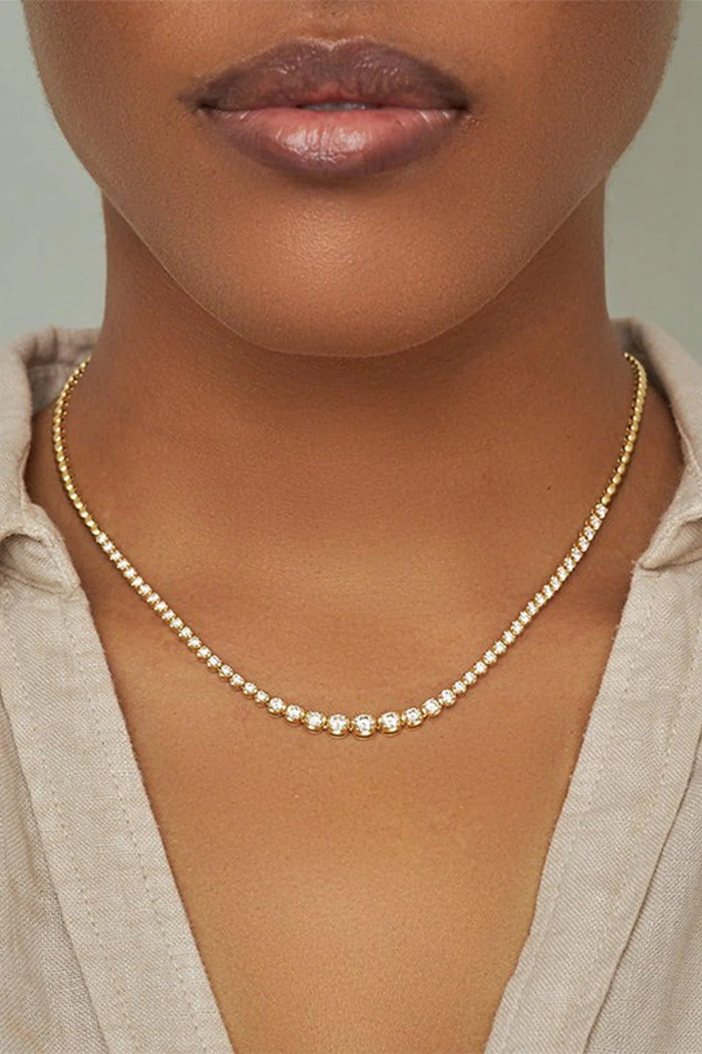 Graduated Diamond Tennis Necklace - Image 3