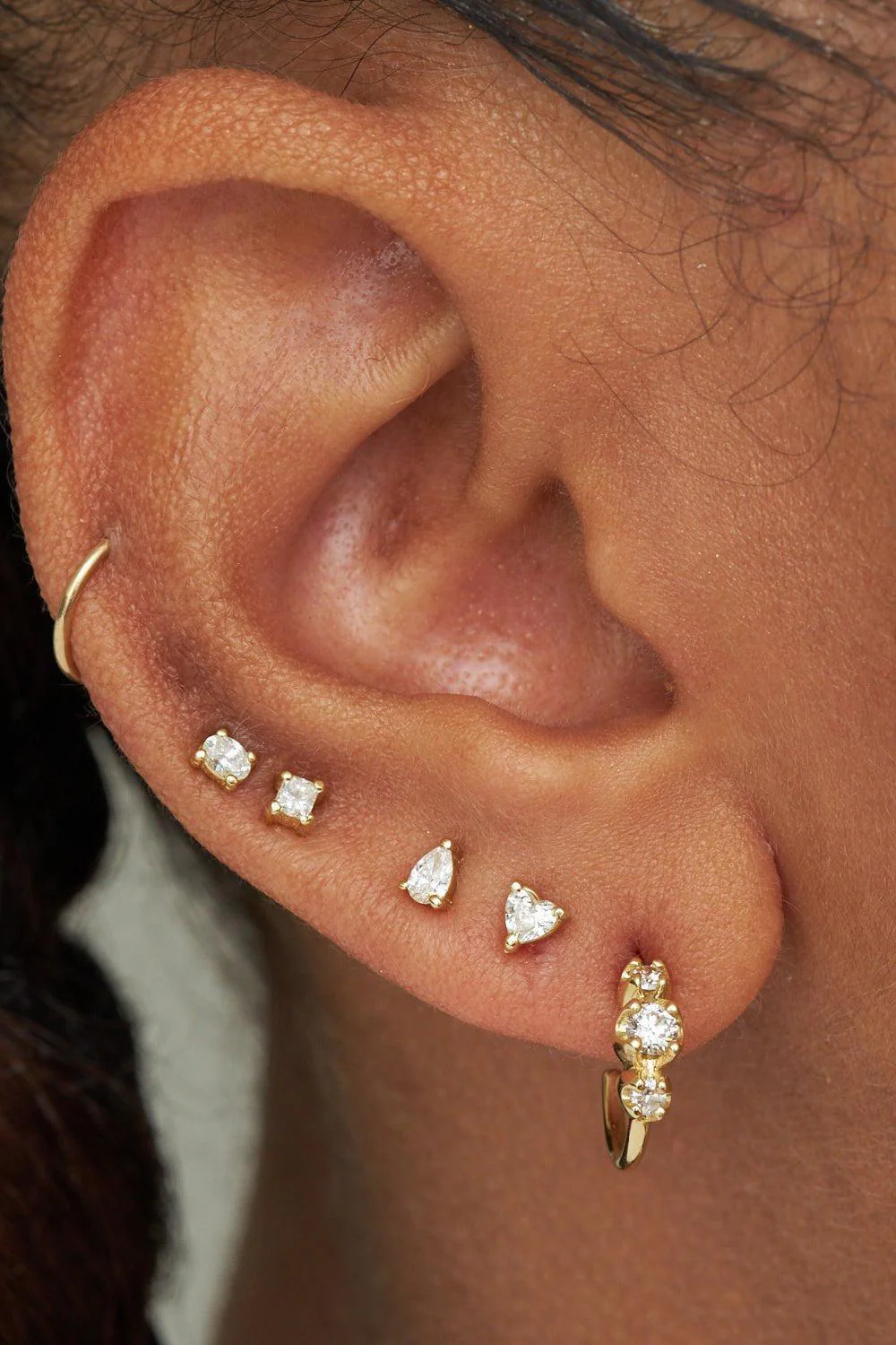 Mini Graduated Huggie Hoop Earrings - Image 2