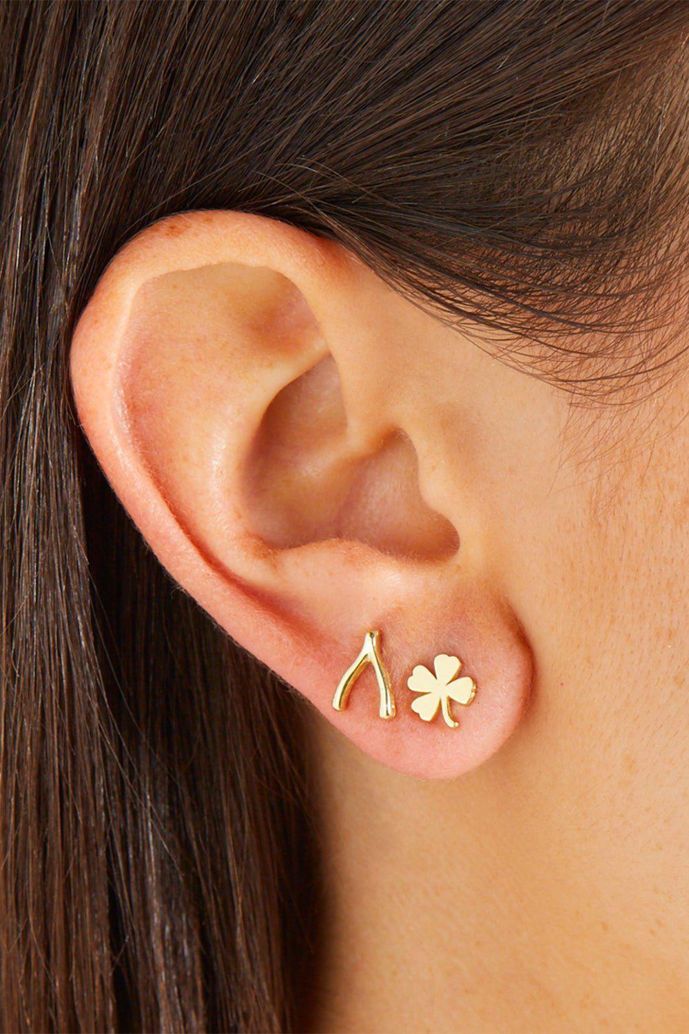 Mini Wishbone Stud Earrings - Image 2