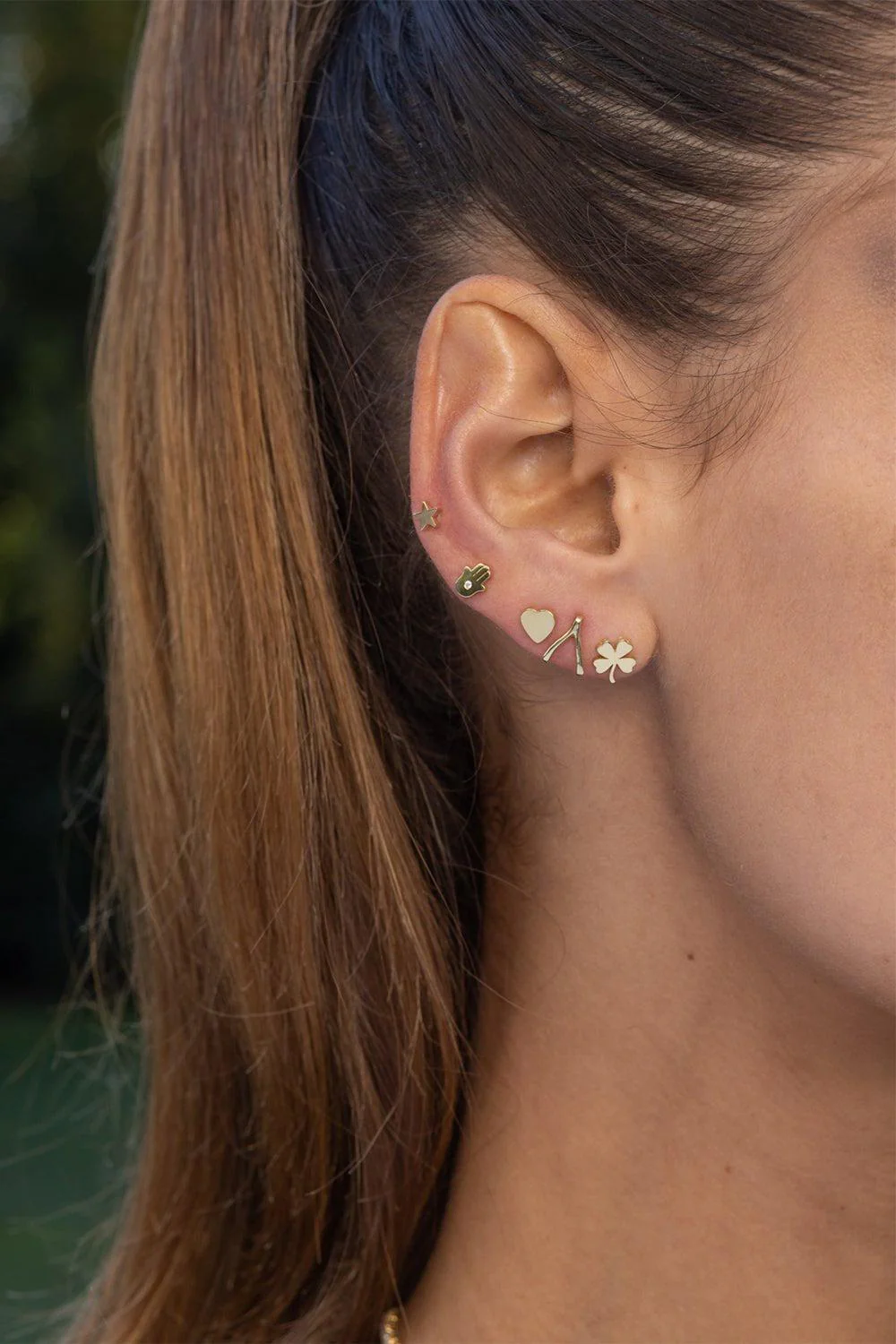 Mini Wishbone Stud Earrings - Image 3