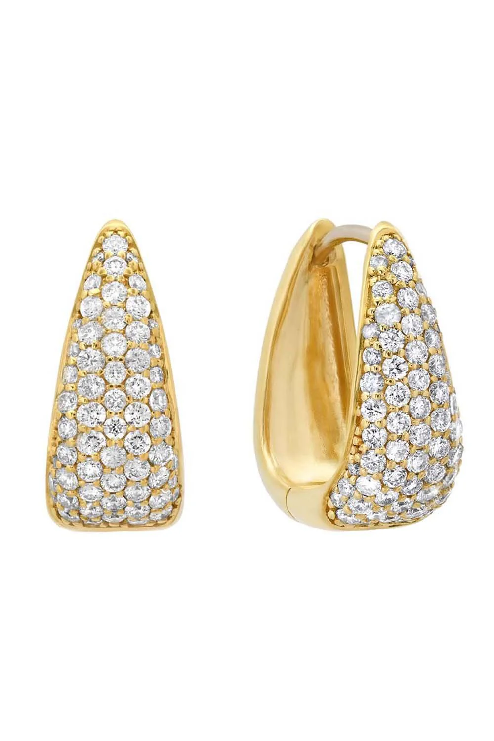 Pave Diamond Mini Elongated Teardrop Huggie Earrings