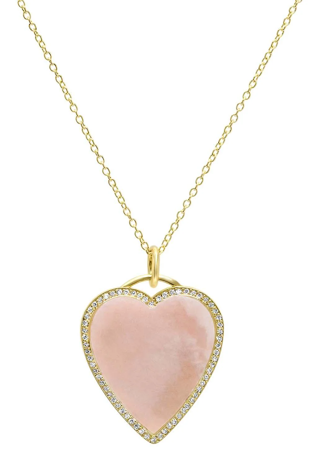 Pink Opal Large Inlay Heart Necklace
