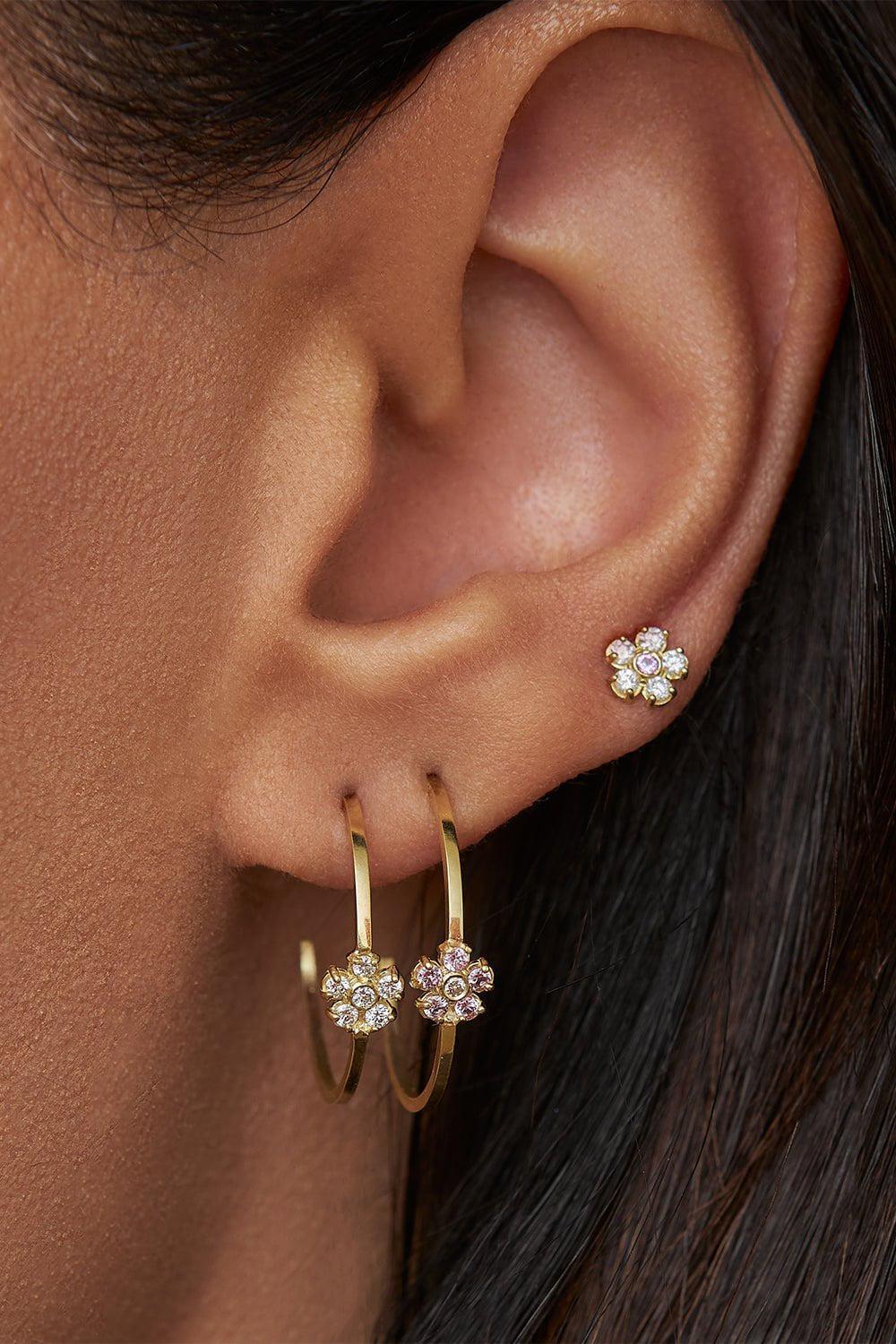 Small Flower Hoop Earrings - Image 2
