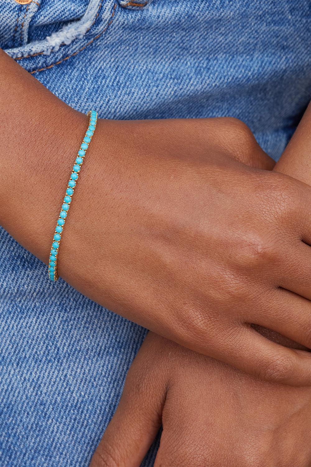 Turquoise Large 4 Prong Tennis Bracelet - Image 2