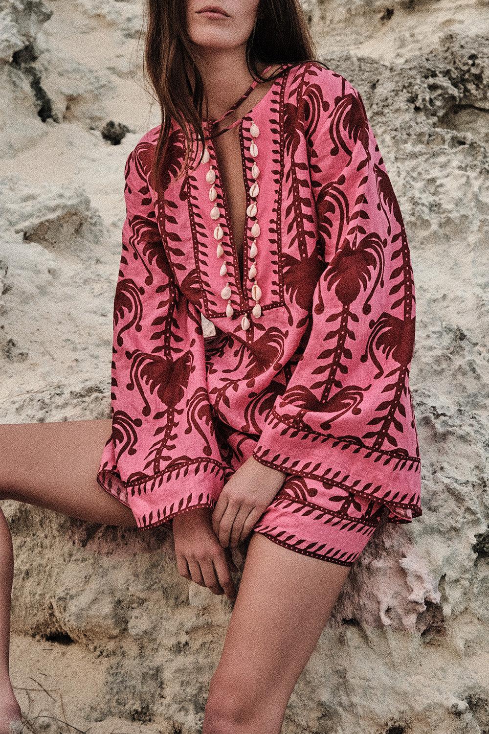 Wild Savannah Tunic Dress - Pink Cherry - Image 2