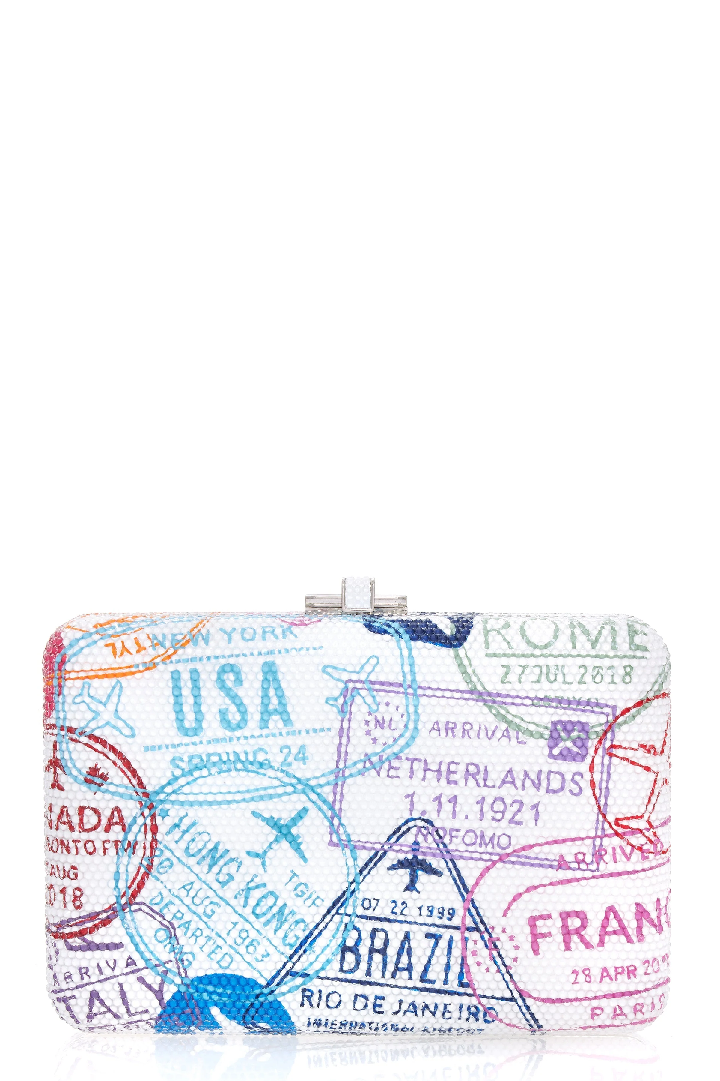 Slim Side Clutch - Passport Stamps
