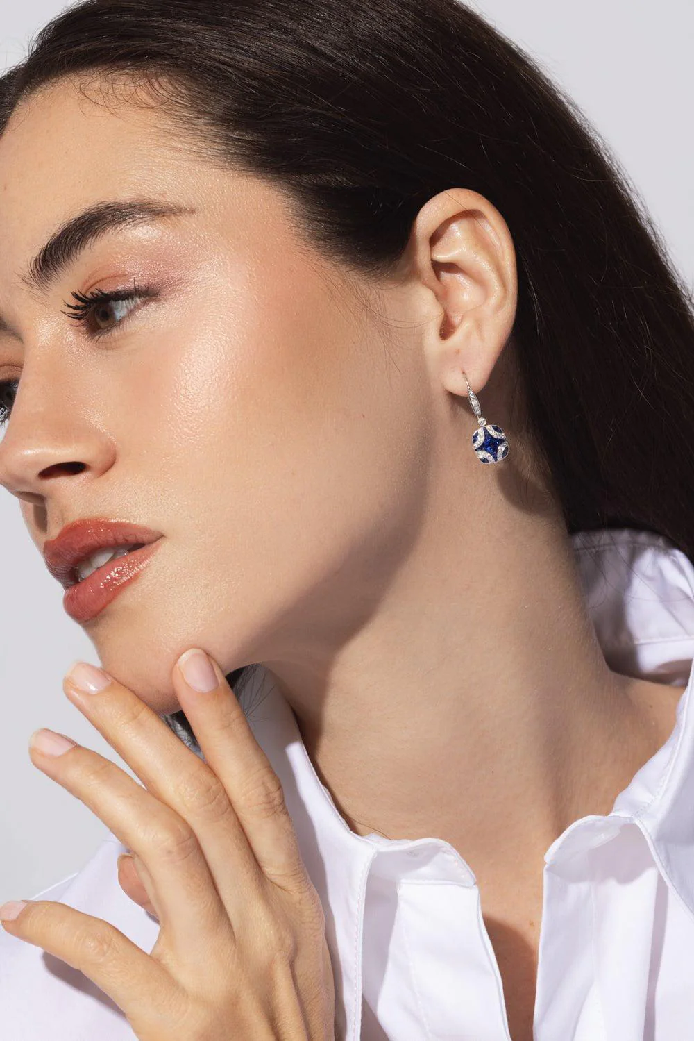 Argyle Diamond Sapphire Drop Earrings - Image 4