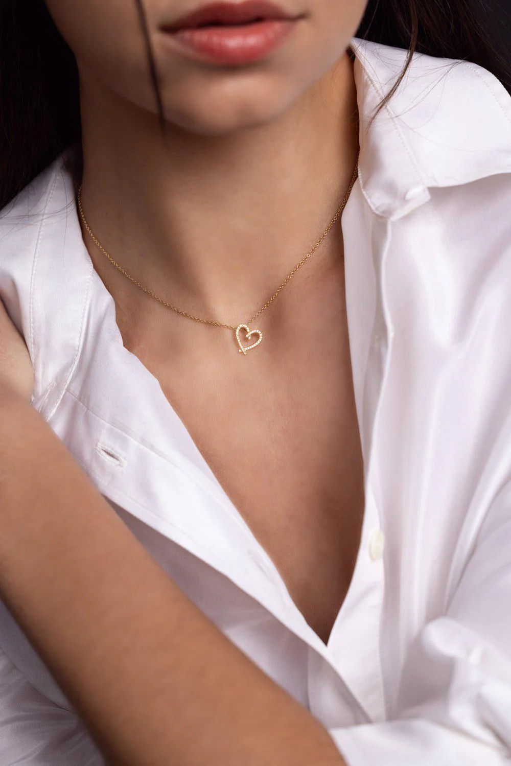 Cross My Heart Diamond Pendant Necklace - Image 2