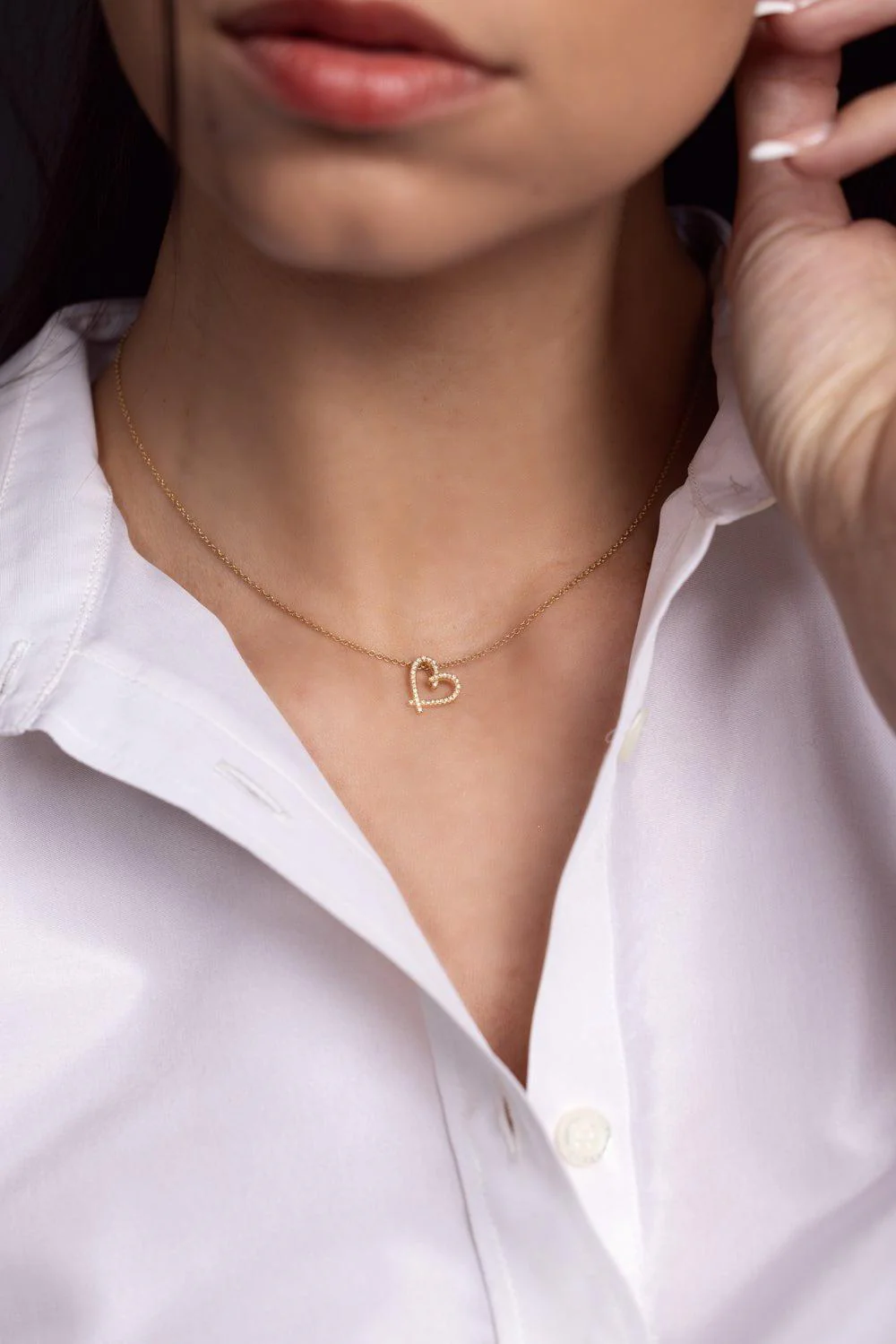 Cross My Heart Diamond Pendant Necklace - Image 3