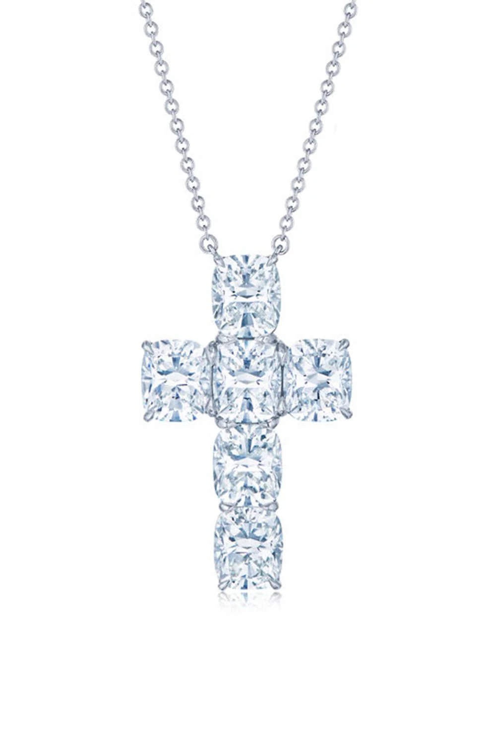 Cushion Diamond Cross Pendant Necklace