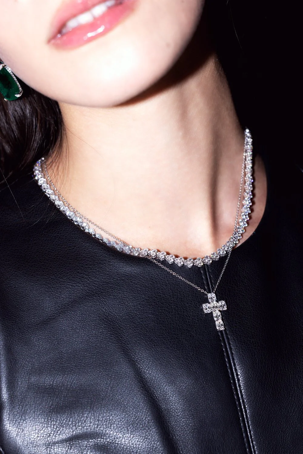 Cushion Diamond Cross Pendant Necklace - Image 3