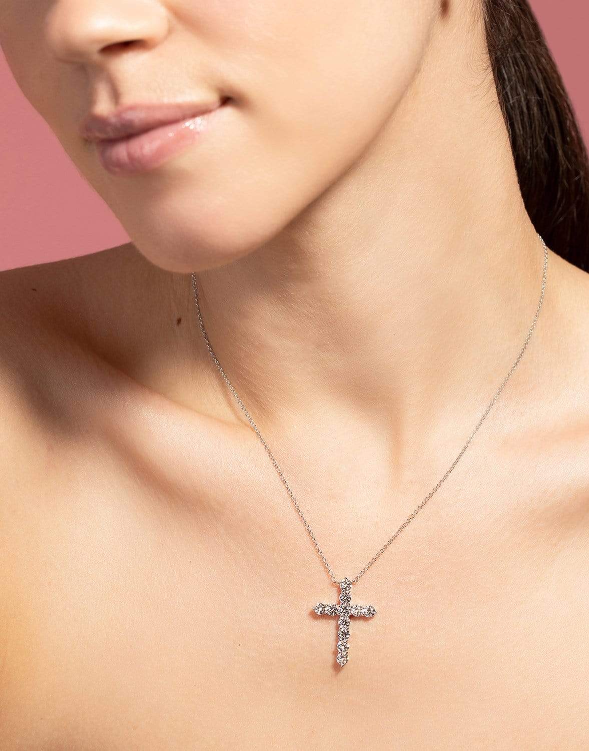 Diamond Cross Pendant Necklace - Image 2