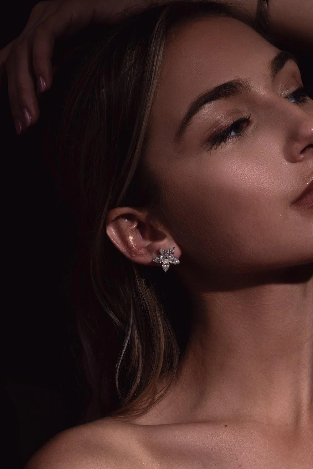 Diamond Floral Motif Earrings - Image 4