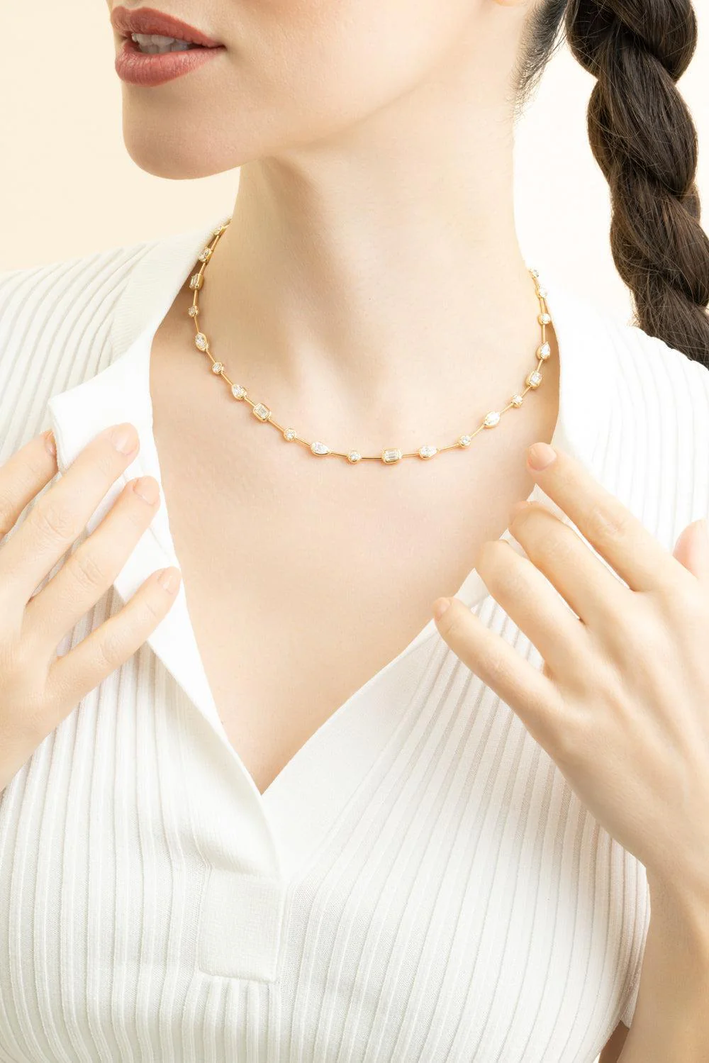 Diamond Mixed Starry Night Bezel Necklace - Image 4