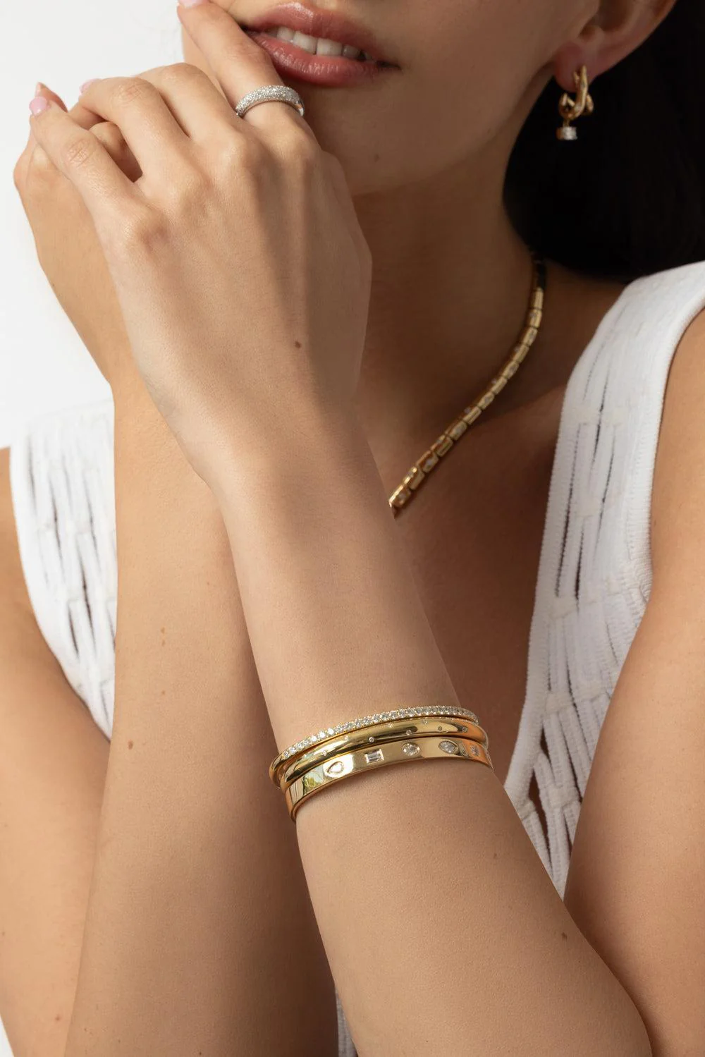 Diamond Stackable Bangle Bracelet - Image 3