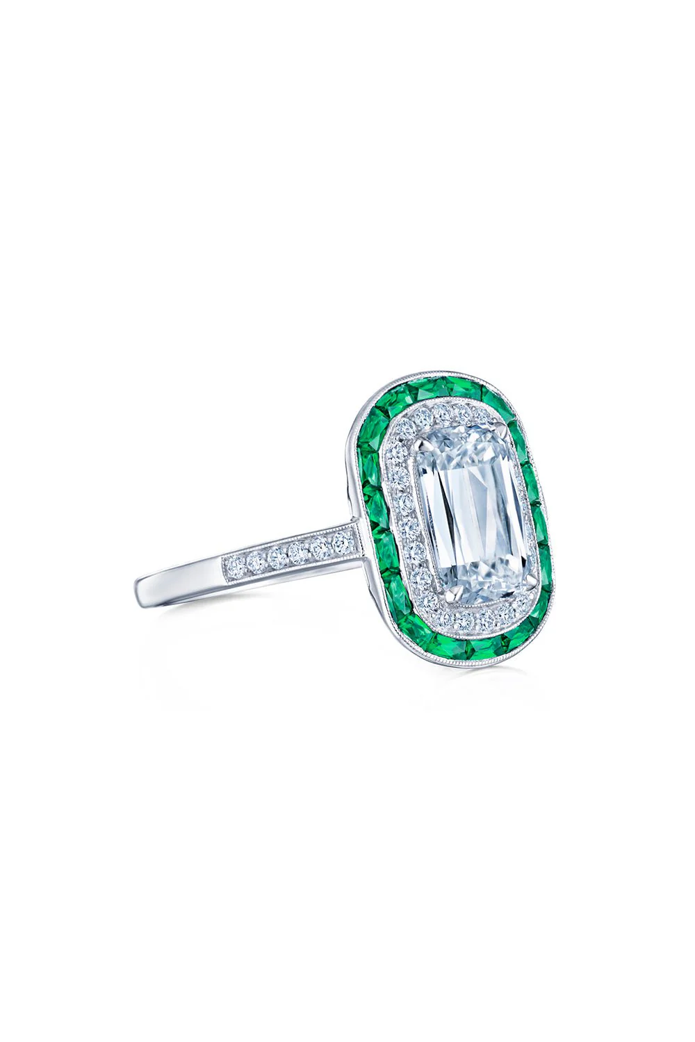Emerald Diamond Halo Ring - Image 2