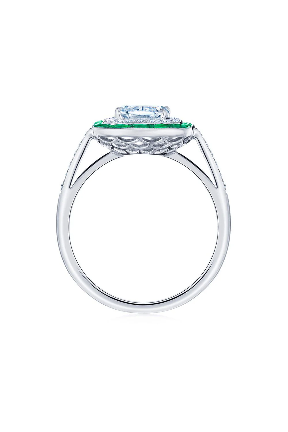 Emerald Diamond Halo Ring - Image 3