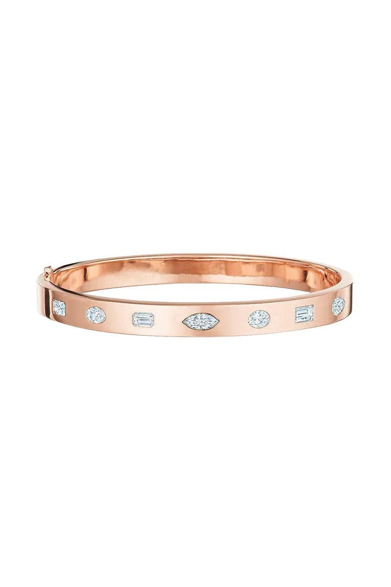 Fancy Shape Diamond Stackable Bangle Bracelet