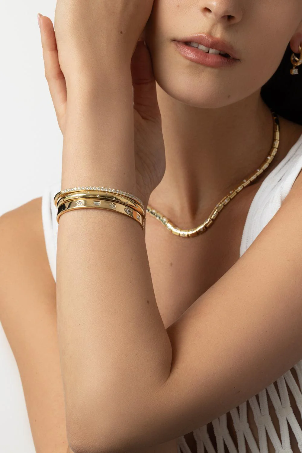 Fancy Shape Diamond Stackable Bangle Bracelet - Image 4