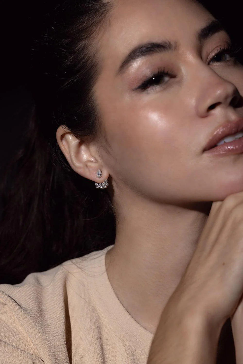 Front-Back Diamond Cluster Earrings - Image 2