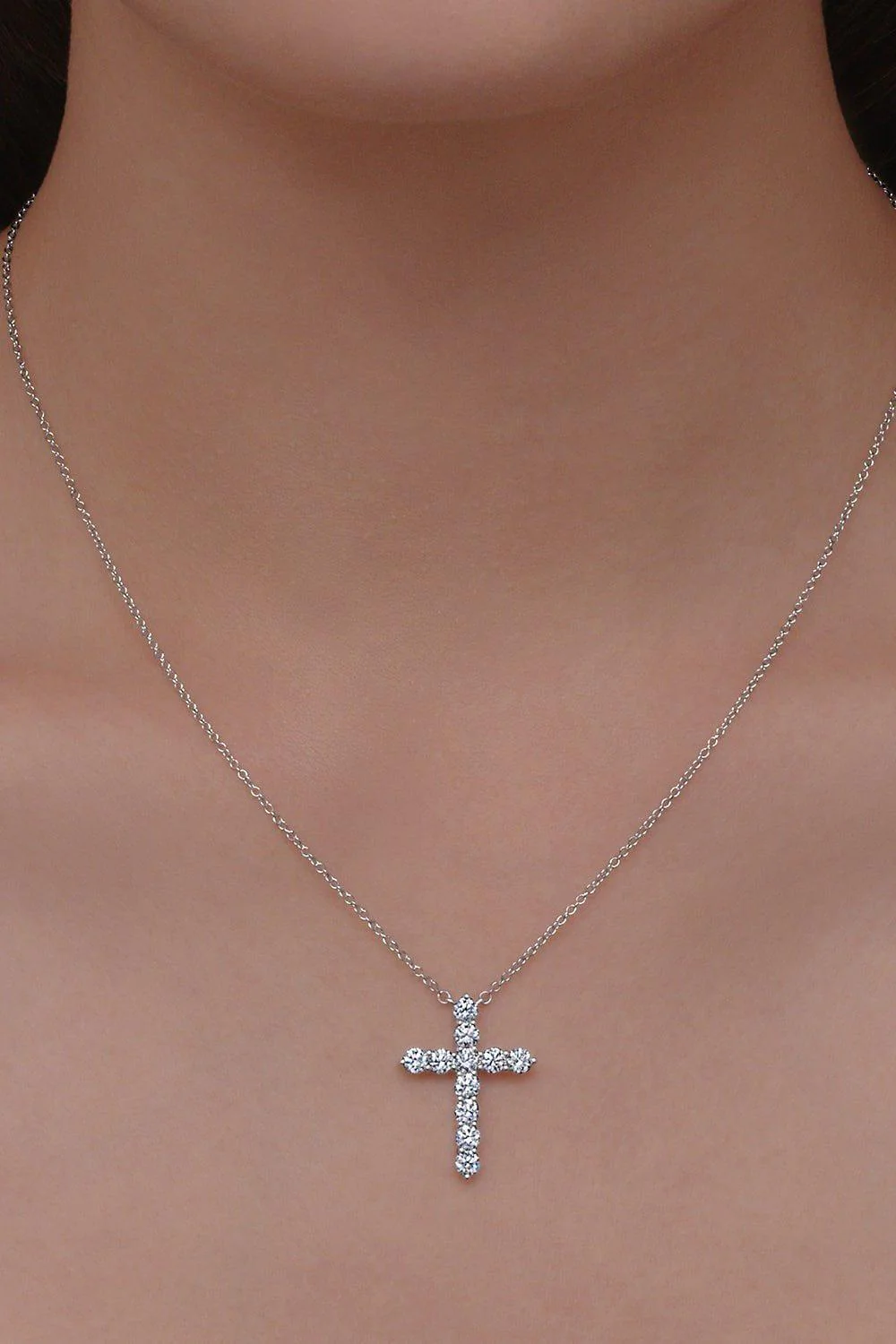 Large Diamond Cross Pendant Necklace - Image 2