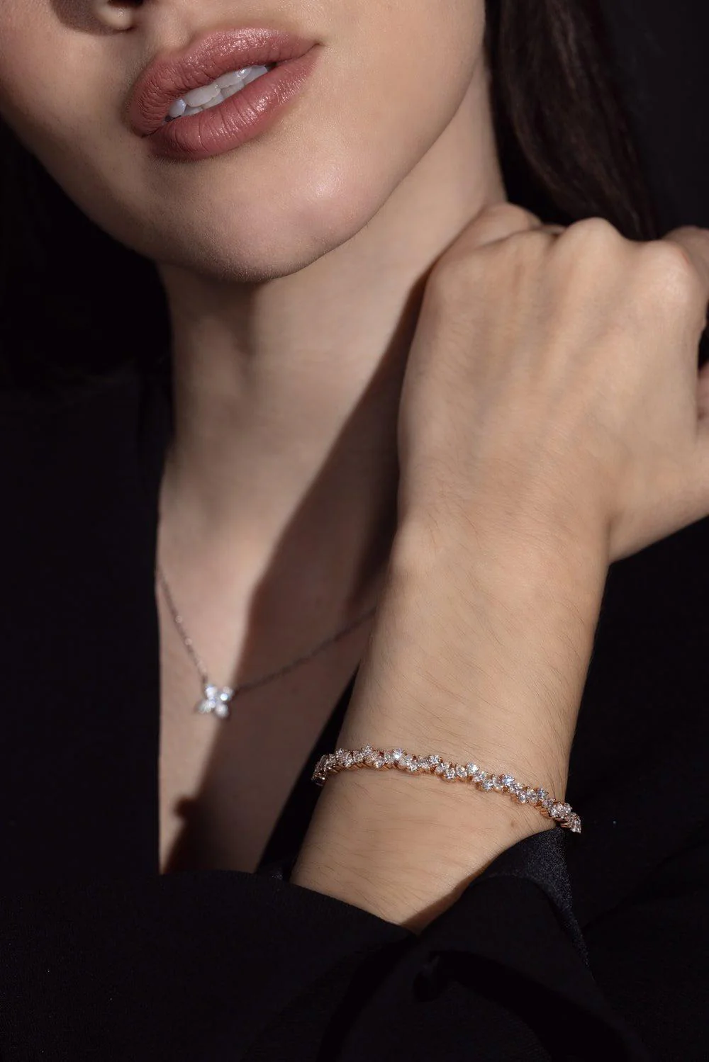 Mixed Diamond Bangle - Rose Gold - Image 2